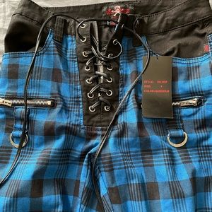 Royal bones blue plaid skintights